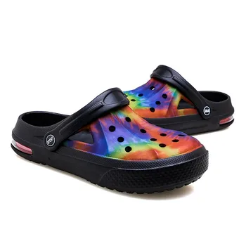 2020 Bărbați Sandale Colorate Gaură de Vară, Pantofi de Cauciuc Saboti Femei PU Iubitorii de Grădină Pantofi Negru Plajă în aer liber Plat Sandale Papuci