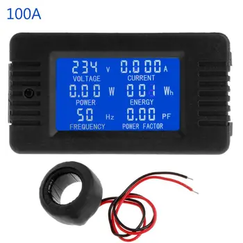 Digital 6in1 AC 80~260V Energie Monitor de Tensiune de Curent KWh Watt Metru 100A