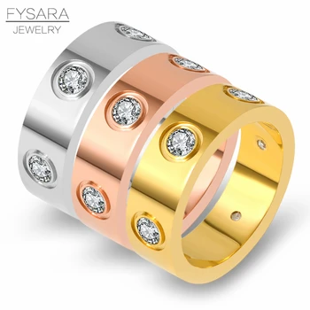 FYSARA la Modă din Oțel Inoxidabil, Culoare Rose Gold Inel Dragoste pentru Femei Barbati Cuplu CZ Cristal Inele Brand de Lux Bijuterii Cadou de Nunta