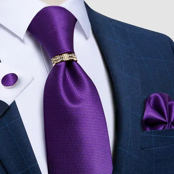 Violet Solid Cravată de Mătase Set Pentru Barbati 8cm de Afaceri Clasic de Cravata Pătrat de Buzunar Butoni de Nunta Petrecere Bărbați Accesorii Cravat