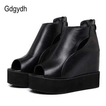 Gdgydh Open Toe Glezna Cizme Pentru Femei Pantofi Pene 2021 Primavara-Vara Pantofi Femei Casual Din Piele Moale Cizme Negre Confortabil