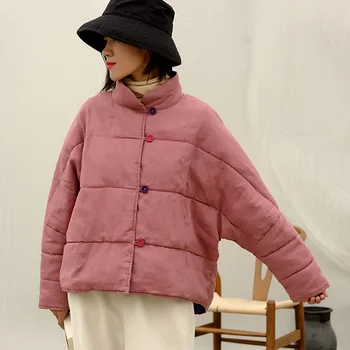 SCUWLINEN 2020 Femei de Iarnă Jachete Calde Solidă Stand-guler Îngroșa cu maneca Lunga-Bumbac-Haine căptușite S1012