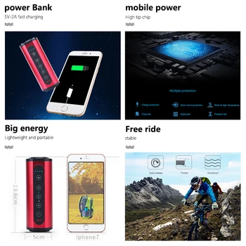 3 in1 Impermeabil Difuzor Portabil Bluetooth pentru Biciclete Difuzor Wireless Bike Mount+Power Bank+Suport Lanterna FM TF Card AUX