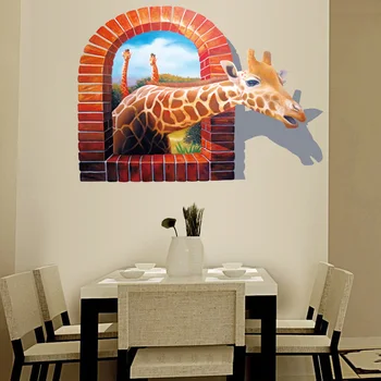 Fereastra decor Girafa 3D autocolante de perete de Vinil DIY Decalcomanii de Perete Pentru camera Copii Copil de cameră Decor Acasă tapet, picturi murale