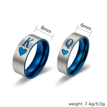 K Q inelul de cadouri pentru barbati albastru simplu de căldură Exclusiv Cuplu inel de femei din oțel inoxidabil de nunta, carti de Joc accesorii en-gros