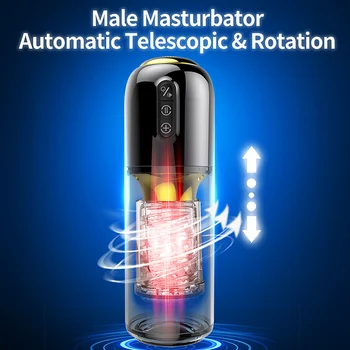 Actualizat 10*10modes Telescopic Rotație Masturbator de sex Masculin Silicon masturb real vagin masturbator jucarii sexuale pentru bărbații Adulți