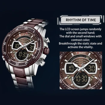 NAVIFORCE Bărbați de Lux din Oțel Inoxidabil Dual Display Ceasuri Fashion Chronograph Sport Impermeabil Ceasuri Relogio Masculino