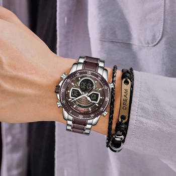 NAVIFORCE Bărbați de Lux din Oțel Inoxidabil Dual Display Ceasuri Fashion Chronograph Sport Impermeabil Ceasuri Relogio Masculino