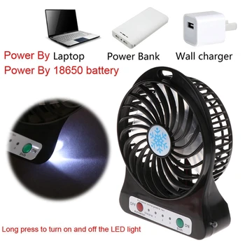 Portabil în aer liber LED Fan al Răcitorului de Aer de Mini Birou USB Ventilator Cu Baterie 18650 de putere de Powerbank încărcător USB de la PC, portul USB