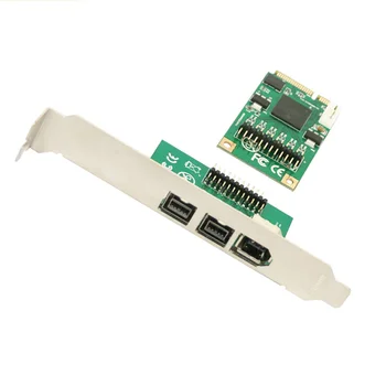 XT-XINTE Controller Card Mini PCI-E la IEEE 1394 Combo 1 x 1394A 6pini & 2x 1394B 9Pin Firewire Adaptor pentru aparat de Fotografiat Digital DV HDD