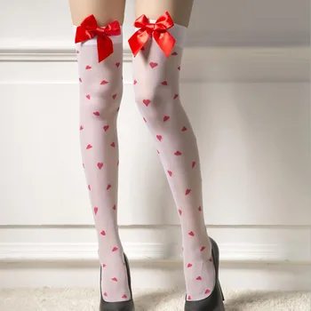 Ciorapi de mătase recurs roșie italiană bowknot minunat în formă de inimă ciorapi de mătase
