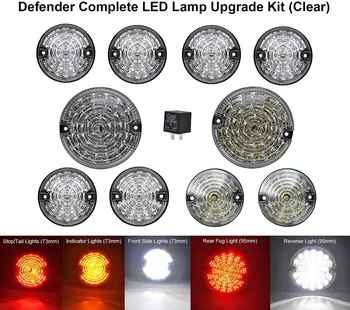 10buc Obiectiv Clar Multi Fata + Lampa de Ceață Spate Lumina de mers înapoi Complet LED Defender Kit de Upgrade Pentru Land Rover Defender 1990-2016