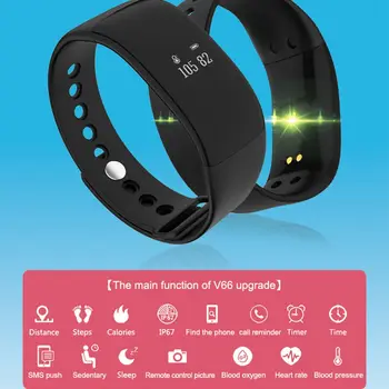 V66 Brățară Inteligent Impermeabil Monitor de Ritm Cardiac Bărbați Femei Inteligente Trupa Ceas Deșteptător Sport Watch Inteligent Watch Pentru IOS Android Telefon