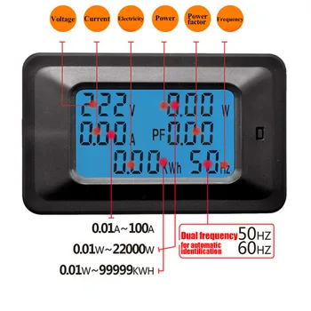 Digital Tensiune de Metri Indicator Energie Voltmetru Ampermetru de Curent Amper Volt Wattmeter Tester Detector de AC 20000W 250V 100A