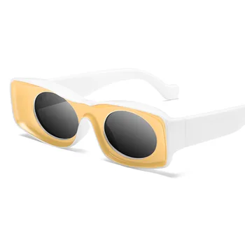Hip Hop Tendințele Dreptunghiulară ochelari de Soare Moda Bomboane de Ochelari de Soare Multicolor Oval Ochelari de Protecție UV