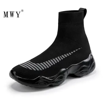MWY Șosete Pantofi Femei High Top Adidași Sport Mens Pantofi de Funcționare Heren Schoenen Formatori Confortabil Tesatura Stretch Șosete Cizme