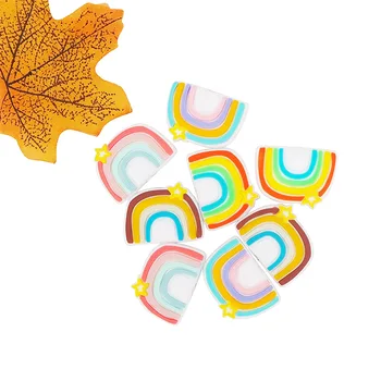 Chenkai 10buc Curcubeu Stele Copil Margele de Silicon Teether Copil Desene animate Dentitie DIY pentru Sugari Colier Pandantiv Brățară Accesorii