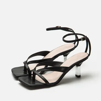 De Vară 2020 Noua Moda Femei Sandale deget de la picior Pătrat Curea Glezna cu toc Sandale Flip-flop Sandale de Vara pentru Femeie pantofi pentru Plus dimensiune