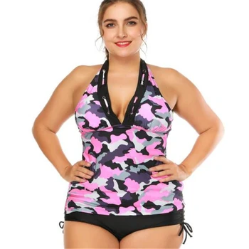 2018 noi camo halter tankini de costume de baie femei plus dimensiune push-up monokini mare de costume de baie roz vintage costum de baie bikini din două piese