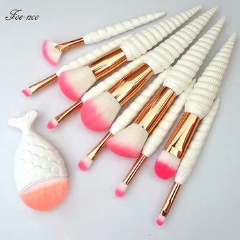 11Pcs Unicorn Conch Shell Set de Perii Machiaj de Sirena Fundație Pulbere Cosmetice Fard de pleoape Fata Kabuki Make Up Brush Kit de Instrumente