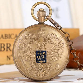 Vultur bicefal Stema Națională a rusiei Emblema, Insigna de Cupru Pur Tourbillon Mecanice Ceas de Buzunar de Artă de Colecție