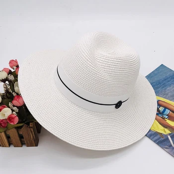 Reglabil În Aer Liber De Vară De Jazz De Protectie Solara Toate-Meci Capac Casual Margine Plat Simplu Panama Paie Femei Pălării De Moda Plajă