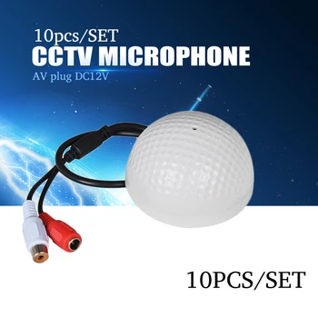 YiiSPO 10BUC/set CCTV Microfon Golf Forma audio Dispozitivul de captare de Înaltă Sensibilitate 12V DC sunet Monitor audio dispozitiv de ascultare