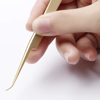 Perla de aur geană penseta de Înaltă calitate din oțel inoxidabil de extensie a genelor pensete pentru volumul genelor anti static face pincet