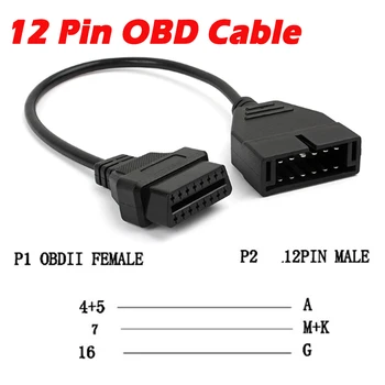 Cele mai noi OBD 2 OBD2 Conector pentru GM 12 Pini Adaptor 16Pin de sex Feminin Cablu de Diagnosticare 12Pin Plug de sex Masculin pentru GM Vehicule Auto Scanner