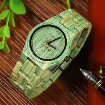 FIBINE Brand de Lux Femei Cuarț Ceas, lucrate Manual, Colorate de Bambus, Lemn de Moda Ceas Casual, Japonia Mișcarea Ceas de mână rezistent la apă
