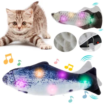 Electric Cat Jucărie de Încărcare USB de Simulare Dans Sărituri în Mișcare de Pește Cu Muzica, Lumini cu Led-uri Pisică Jucărie Pentru Pisici Jucarii Interactive