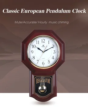 Stil European Oră de Muzică Zvon ceas de perete auto de noapte shut-off volum control comutator pendul Mut camera de zi Ceas de perete