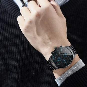 Cuarț Bărbați Ceasuri De Lux De Moda Casual Din Oțel Inoxidabil Ceasuri De Data Trupa De Afaceri Cadou Curea Ceasuri Pentru Barbati Reloj Hombre