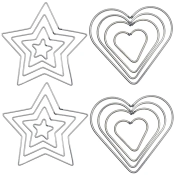 16 Buc DIY Meșteșug Vis Catchers Star & Forma de Inima, Inele, Cercuri de Metal (Argint)