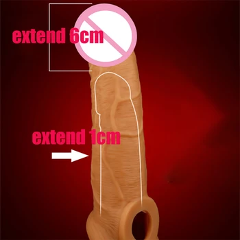 Fan Qie Mei Lichid De Silicon Inel De Penis Realist Penis Extender Maneca Produse Sexuale Penis Artificial Extindere Prezervative Pentru Bărbați