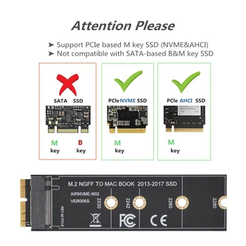 M. 2 NVME SSD Converti Card Adaptor pentru MacBook Air Pro Retina 2013-2017 NVME/AHCI SSD Upgrade Kit Pentru A1465 A1466 A1398 A1502 M2