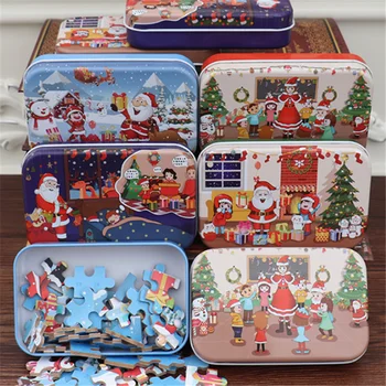De crăciun Diy Cadou de 60 de Bucăți De copii realizate Manual Santa Puzzle din Lemn Puzzle de Crăciun Cadou Рождественский пазл