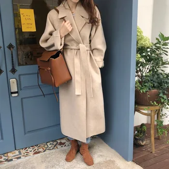 Femeile Coreene De Iarnă Palton Lung Uza Strat Afânat Plus Dimensiune Cardigan Cu Maneci Lungi Manteau Femme Hiver Elegant