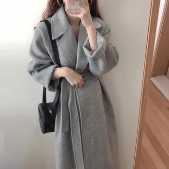 Femeile Coreene De Iarnă Palton Lung Uza Strat Afânat Plus Dimensiune Cardigan Cu Maneci Lungi Manteau Femme Hiver Elegant