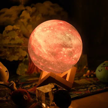 Luna Lampă Lumina de Noapte LED 3D de Imprimare Schimbare de Culoare Touch Galaxy Moon Light Cadou pentru Copii Lampa de Birou Dormitor Decor Lumini de Noapte
