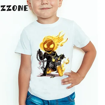 Film pentru copii Ghost Rider de Imprimare de Desene animate Amuzant tricou Copii și Fete de Vara cu Maneci Scurte Topuri Copii Casual T-shirt