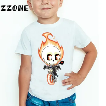 Film pentru copii Ghost Rider de Imprimare de Desene animate Amuzant tricou Copii și Fete de Vara cu Maneci Scurte Topuri Copii Casual T-shirt
