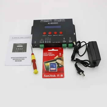 K-8000C Card SD benzi cu Led-uri Controler 8912Pixels WS2811 SK6812 WS2812B UCS1903 UCS1909 DMX Led Pixel Controller Offline DC5-24V