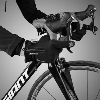 ROCKBROS Touch Ecran Manusi de Bicicleta Iarna Termice Vânt Cald Plin Degetul Mănuși de Ciclism Anti-alunecare Biciclete Mănuși Pentru Bărbați Femei