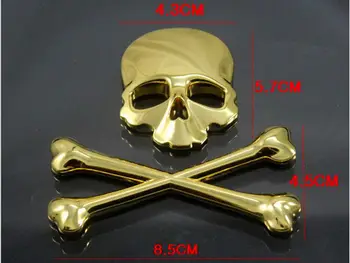 Aur oase încrucișate Craniu de Metal Logo Emblema, Insigna Decal Rezervor Autocolant Cafe Racer ATV-uri