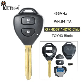 KEYECU Autentic P/N:B41TA 433MHz G/ 4D67/ 4D68 Chip de Înlocuire 2 Buton de la Distanță Cheie Fob TOY43 pentru Yaris Toyota Hilux Vigo