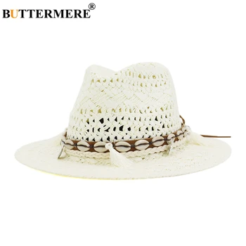 BUTTERMERE Femei de Vară, Pălării de Panama Pălărie de Soare de Mână de Tricotat Pălărie de Paie pe Plaja Doamnelor Sombrero în aer liber Masculin Feminin Fedora Pălărie de Vară