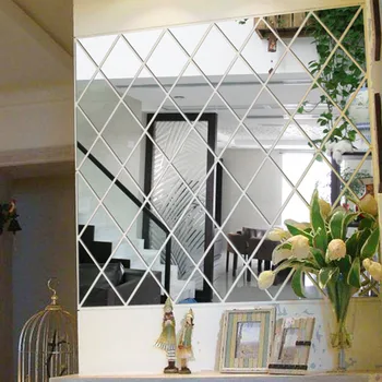 Diamante, Triunghiuri Arta de Perete Acril Oglindă de Perete Autocolant Casa de Decorare 3D DIY Decalcomanii de Perete de Arta pentru Living Home Decor &jw
