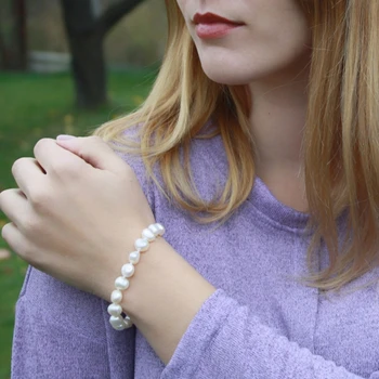 ASHIQI Real Alb Natural Baroc pearl Seturi de Bijuterii Real de apă Dulce pearl Brățară Colier pentru femei