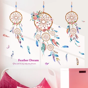 [SHIJUEHEZI] Flori Planst Autocolante de Perete DIY Dreamcatcher Pene Decalcomanii de Perete pentru Camera Copii, Dormitor, Bucatarie Decor